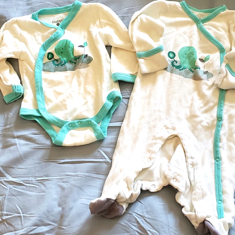 BabySoy onesie & sleeper Octopus set, organic